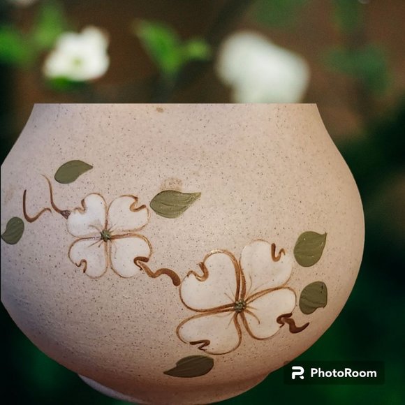 Pigeon Forge Pottery Wedding Vase Double Neck Dogwood Hand Made - Picture 4 of 6